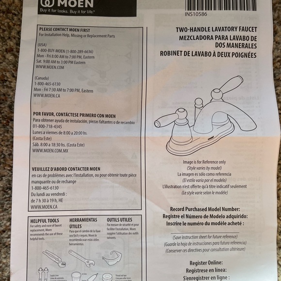 NWT- MOEN Brantford 4 in. Centerset 2-Handle Low-Arc Bathroom Faucet - Picture 2 of 5